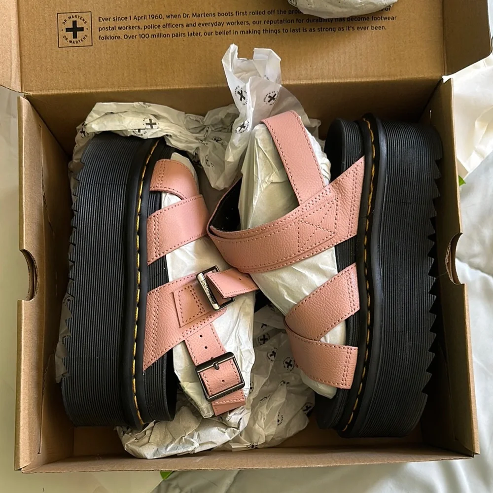 Dr. Martens Pink Strappy Platform Sandals 5 - Picture 2 of 13